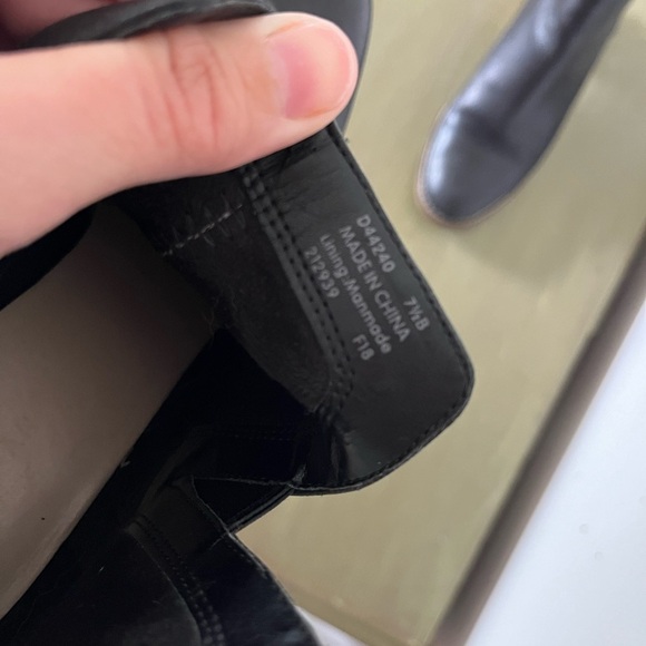 Cole Haan Black Leather Ankle Booties with Wooden Block Heel Moto Boots Slip On - Picture 6 of 9